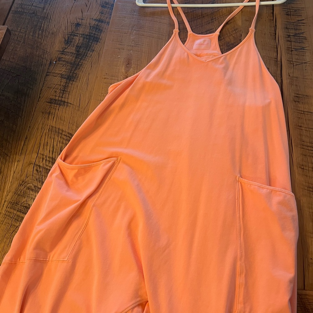 Free People Orange Jumpsuit with Spaghetti Straps